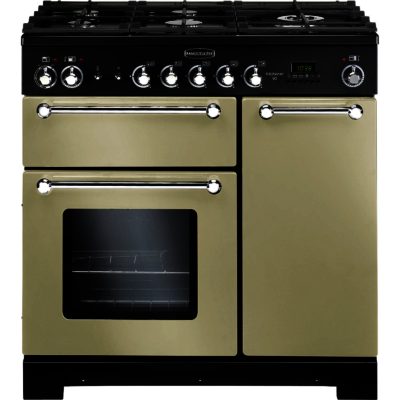 Rangemaster Kitchener 90cm Dual Fuel 81440 Range Cooker in Cream with Chrome trim and FSD Hob Rangemaster Kitchener 90cm Dual Fuel 81440 Range Cooker in Cream with Chrome trim and FSD Hob